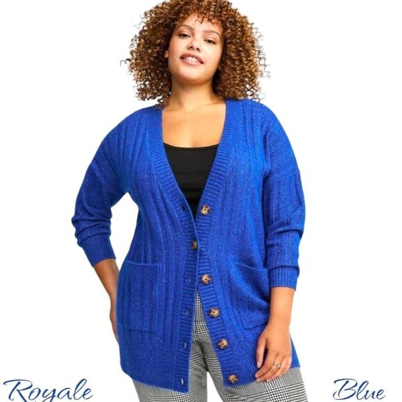 TORRID ROYAL BLUE VEGAN CASHMERE Boyfriend Cardigan Plus Size 1X - Picture 1 of 16